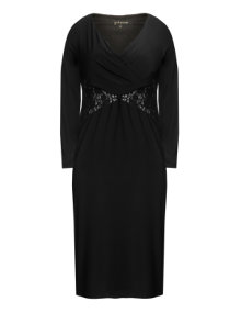 Yoek Elegant dress with lace Black