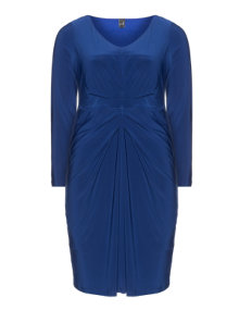 Yoek Long sleeve dress with ruffles Dark-Blue