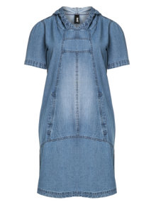 Yppig Hooded jeans dress Blue