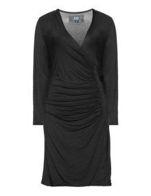 Zay Wrap-effect jersey dress Black