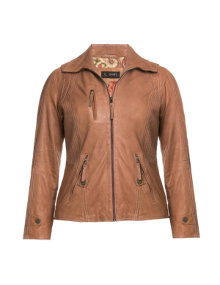 Cabrini Leather jacket in biker style Brown