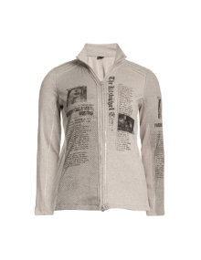 Sportalm Cotton jacket with newspaper print Taupe-Grey