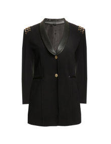 Yoek Blazer with studs and faux leather Black