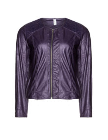 Zhenzi Tapered jacket in leather look Dark-Purple
