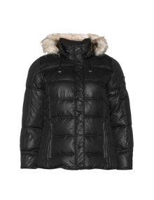 Zizzi Fleece-hood winter jacket Black
