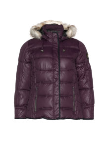 Zizzi Fleece-hood winter jacket Dark-Purple