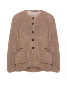 Barbara Speer Alpaca-Cardigan with handkerchief hem Camel / Mottled
