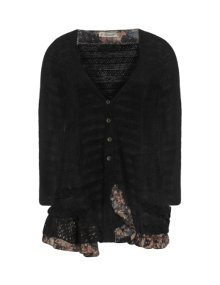 Gozzip Cardigan with wool and a frilled hem Anthracite / Versicolour