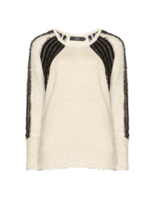 Zay Knit sweater with shiny insert Cream / Gold