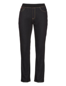 DNY Ribbed-waistband jeggings Black