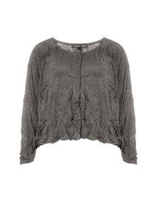 Barbara Speer Crinkle shirt with pointed hem Brown