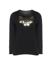 Basler Longsleeve with sequins Black / Gold