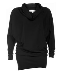 Manon Baptiste Wide jersey shirt with shawl collar Black