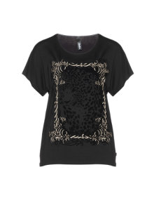 Yppig Shirt with velvet print Black / Black