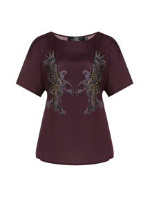 Zay Shirt with eagle print Berry-Purple / Grey