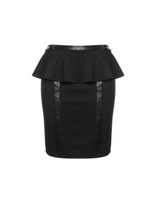 Anna Scholz Peplum skirt with leather-look details Black