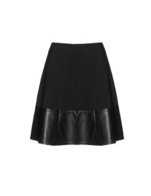 Manon Baptiste A-line skirt with faux-leather trim Black