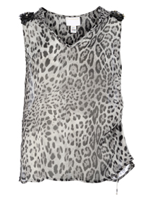 Roberto Cavalli White Silk top Grey / Black