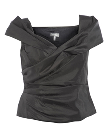 Weise  Criss-cross shawl collar formal top Black / Glossy