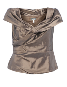 Weise  Criss-cross shawl collar formal top Bronze / Glossy