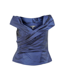 Weise  Criss-cross shawl collar formal top Dark-Blue / Glossy