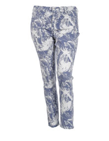 NYDJ Allover-patterned cotton trousers Ivory-White / Blue