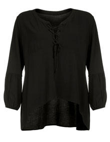 Isolde Roth Laced material mix tunic Black