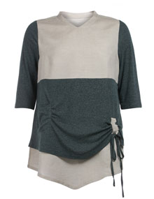 Isolde Roth Tunic made of linen with cotton Petrol / Beige