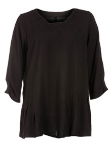 Isolde Roth Wide-cut tunic with linen Black