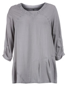 Isolde Roth Wide-cut tunic with linen Grey