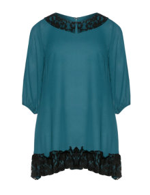 Manon Baptiste Lace cotton tunic Petrol / Black