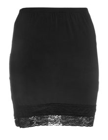Studio Slip with laced hem Black