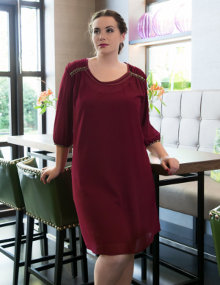 Gozzip Delicate chiffon dress in A-line Bordeaux-Red