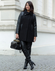 Carmakoma Jacket with faux leather sleeves Black