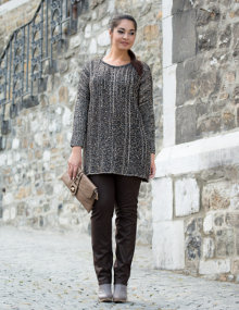 Zizzi Sweater with metallic look Black / Taupe-Grey