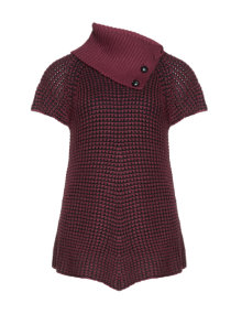 Zhenzi Sweater with closable collar Bordeaux-Red / Black