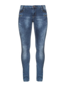 Zizzi Identity Zip detail skinny jeans Light-Blue