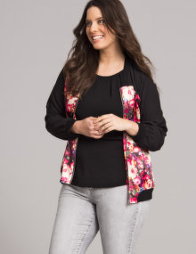 Manon Baptiste Floral print bomber jacket Black / Pink