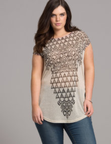 DNY Printed jersey top Sand / Black