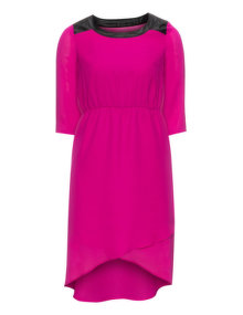 Manon Baptiste Dipped hem chiffon dress Pink / Black