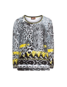 Aprico All over print long sleeve top Grey / Yellow