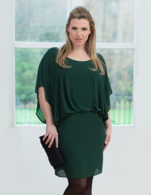 Manon Baptiste Cotton dress with chiffon layer Dark-Green