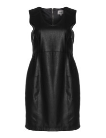 Veto Dress with cotton and faux-leather Black