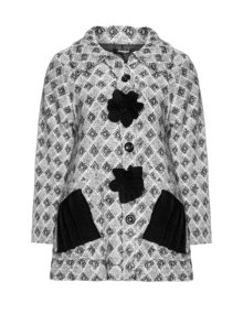 Nostalgia Wool jacket with floral appliqué Grey / Black