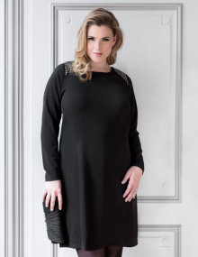 Zay Dress with rhinestone appliqués Black