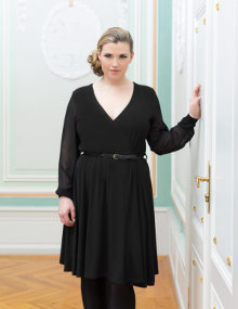 Zizzi Jersey dress in wrap look Black