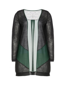 Manon Baptiste Fine-knit jacket with chiffon Black / Dark-Green