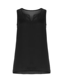 Manon Baptiste Notch neckline chiffon top Black