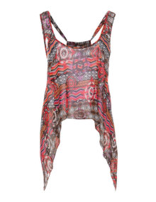 Mat Aztec pattern transparent chiffon top Versicolour