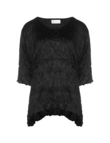 D Celli Wide-cut crinkled shirt Black